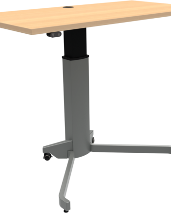 Enkeltben Hæve- Sænkearbejdsbord Justérbar 68-120 Cm Zennord Zenrise Kvadratisk Bøgplade 120ã 60 Cm Sølv Stel