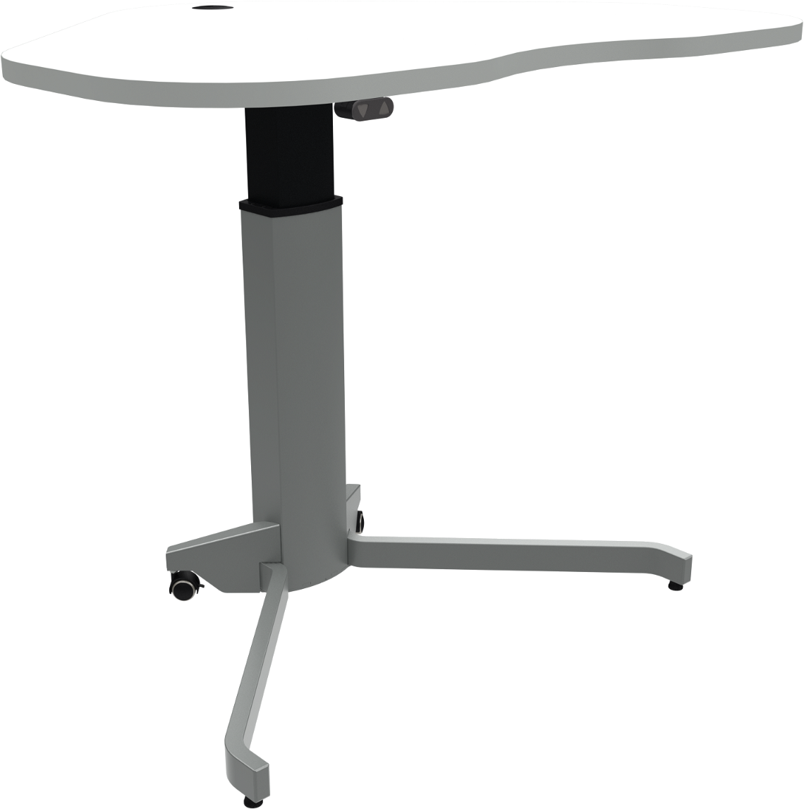 Enkeltben Hæve- Sænkebord Hjerteformet Kontorbord Zennord Zenrise Hvid Sølv Elektrisk 68-120 Cm Med Låsbare Hjul