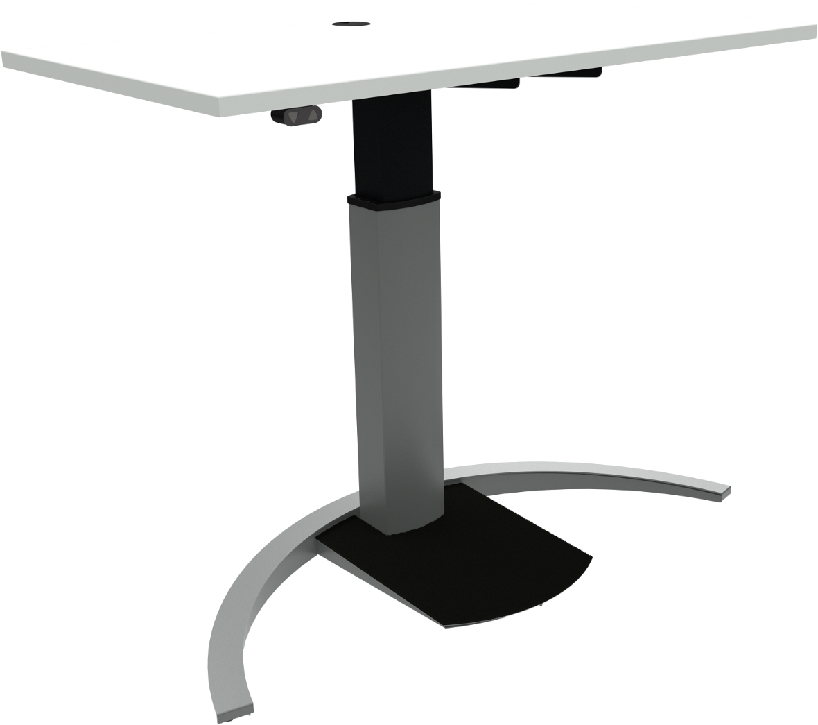 Enkeltben Hæve- Sænkebord Zennord Ergotable 120x60 Cm Hvid Sølv Justerbart 68-120 Cm Ergonomisk Design