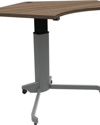 Enkeltben Hæve- Sænkebord Zennord Zenrise Femkantet Skrivebord 138x92 Cm Valnød Mørk Natur Sølv