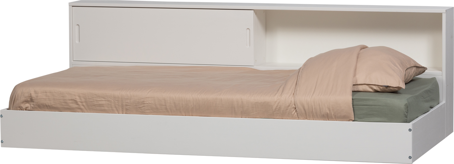 Enkeltseng Woood Carter 90x200 Cm Hvidlakeret Fyrretræ Med Opbevaring Fsc-certificeret