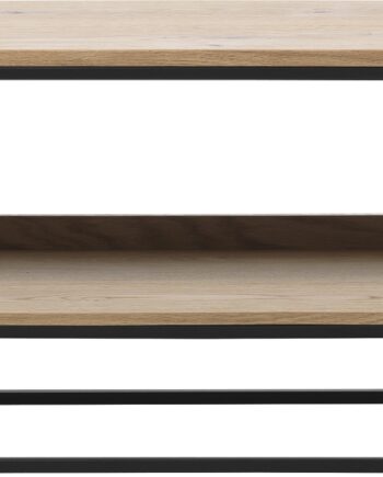 Entrébænk Nordique Design Rivoli Natur Med Opbevaring   Hvid Egetræ   Sort Metal   120x35x45 Cm