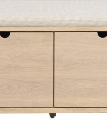 Entrébænk Rowico Hillmond Hvidvasket Egetræ Beige Polstret Sæde Med Soft-close Skuffer H47ã B80ã D41 Cm