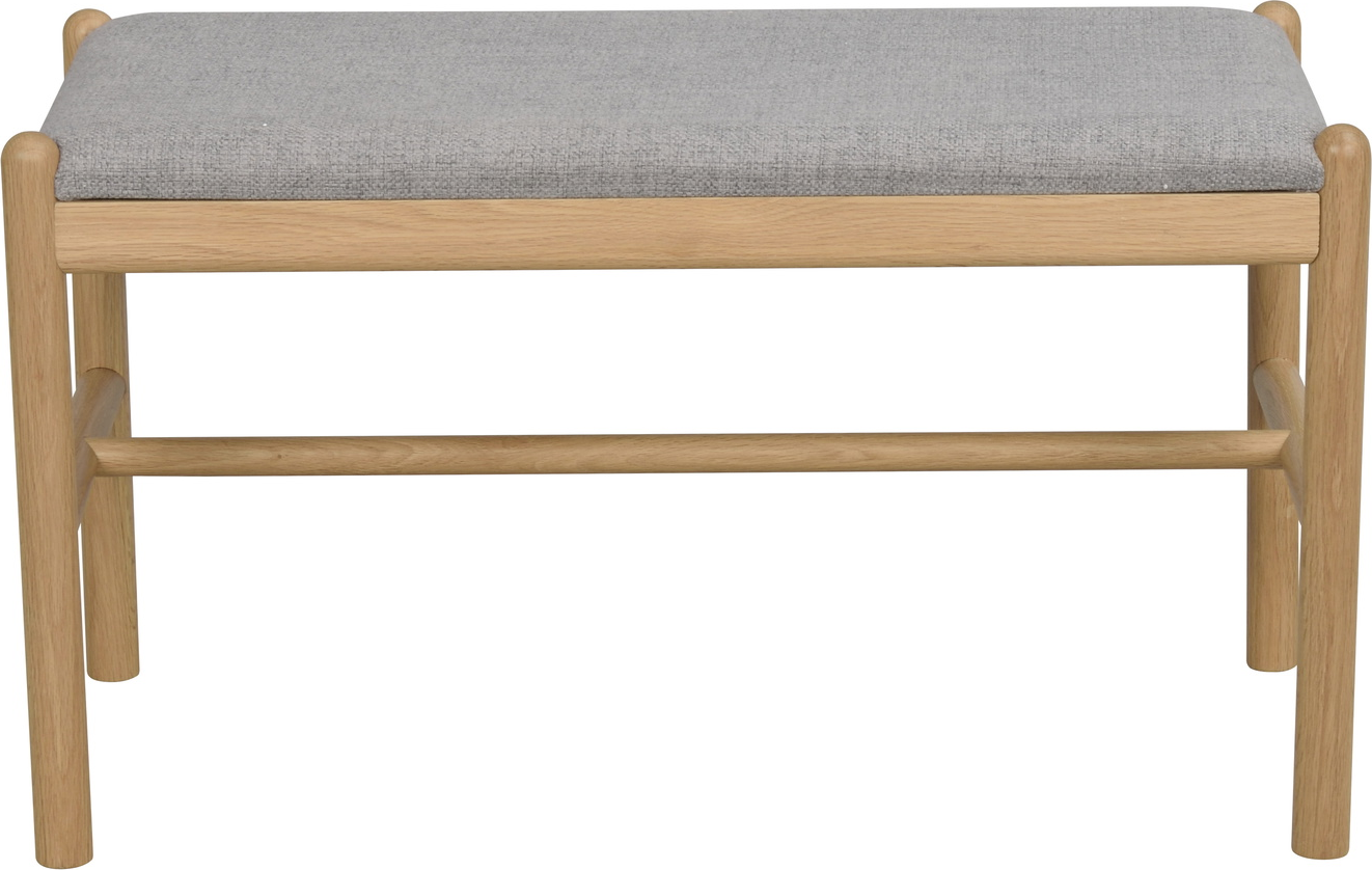 Entrébænk Rowico Milford Skandinavisk Design   Massivt Egetræ Med Polstret Gråt Sæde H46ã B80ã D40 Cm