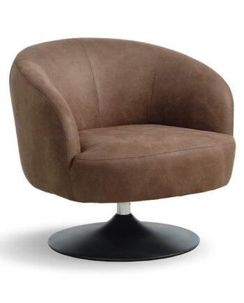 Erling Christensen Møbler Conrad Lounge Chair Almond Læder Metal Trumpetfod Sort : Erling Christensen Møbler  : Erling Christensen Møbler