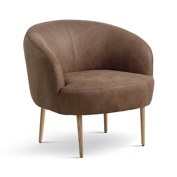 Erling Christensen Møbler Conrad Lounge Chair Almond Læder Natur Træ : Erling Christensen Møbler : Erling Christensen Møbler