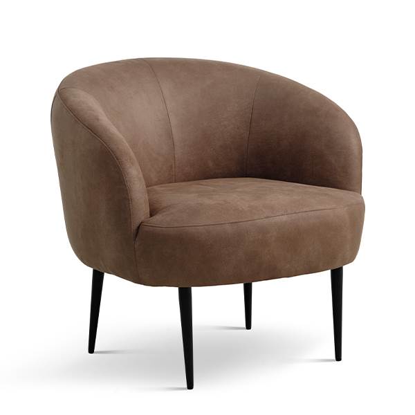 Erling Christensen Møbler Conrad Lounge Chair Almond Læder Sort Metal : Erling Christensen Møbler : Erling Christensen Møbler