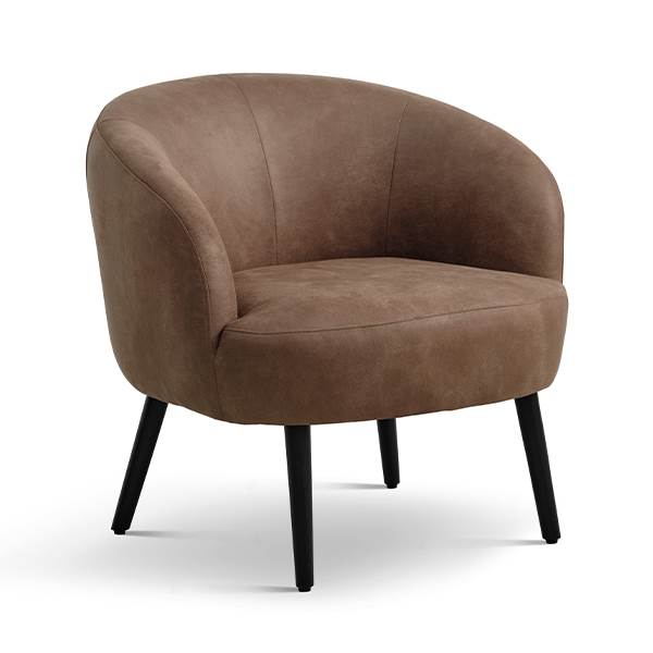 Erling Christensen Møbler Conrad Lounge Chair Almond Læder Sort Træ : Erling Christensen Møbler : Erling Christensen Møbler