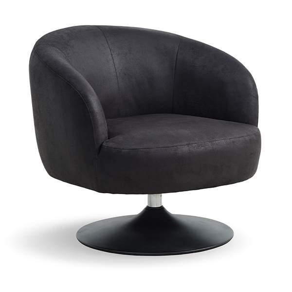 Erling Christensen Møbler Conrad Lounge Chair Onyx Black Læder Metal Trumpetfod Sort : Erling Christensen Møbler : Erling Christensen Møbler