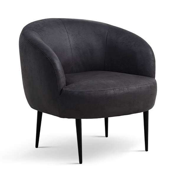 Erling Christensen Møbler Conrad Lounge Chair Onyx Black Læder Sort Metal : Erling Christensen Møbler : Erling Christensen Møbler