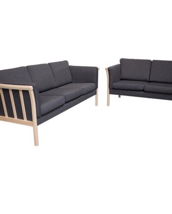 Erling Christensen Møbler Denver Sofasæt     Grå Stof Lakeret Bøg : Erling Christensen Møbler  : Erling Christensen Møbler