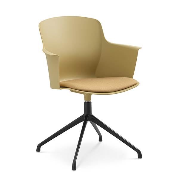 Erling Christensen Møbler Mia Dining Chair   Armlæn   Pude Gul Svirvel Sort : Erling Christensen Møbler  : Erling Christensen Møbler