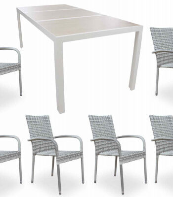 Fanø Geneve Keramik Havemøbelsæt 90x195 Cm Lysgrå