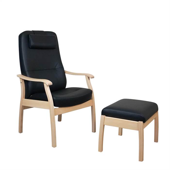 Farstrup Furniture Farstrup Comfort Applaus Hvilestol 5610 Sort Læder   Bøg Inkl  Skammel : Erling Christensen Møbler  : Erling Christensen Møbler