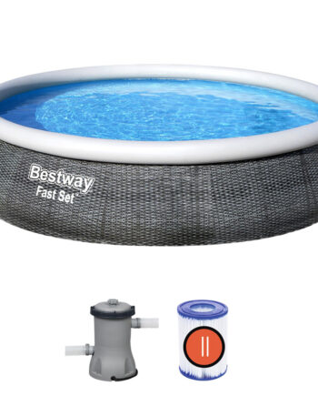 Fast Set Pool Swimmingpool Runde Rattan Optik   Filterpumpe 396x84