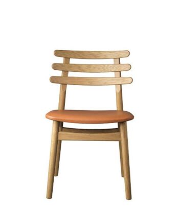 Fdb Møbler J48 Spisebordsstol Eg Lakeret   Cognac Læder  : Erling Christensen Møbler
