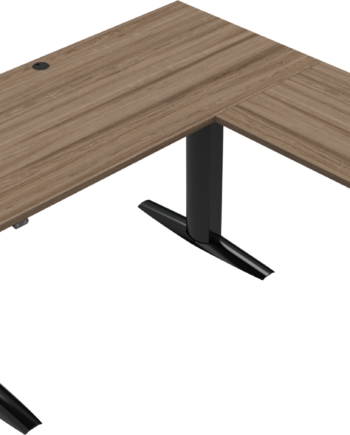 Firkantet Tre-benet Hæve-sænkebord 160x160 Cm Højdejusterbart 68-120 Cm Zennord Elevateline Mørk Valnød Sort