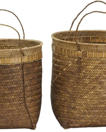 Flettet Opbevaringskurv ø45 Cm House Doctor Balie   Håndvævet Bambus Og Rattan  Natur