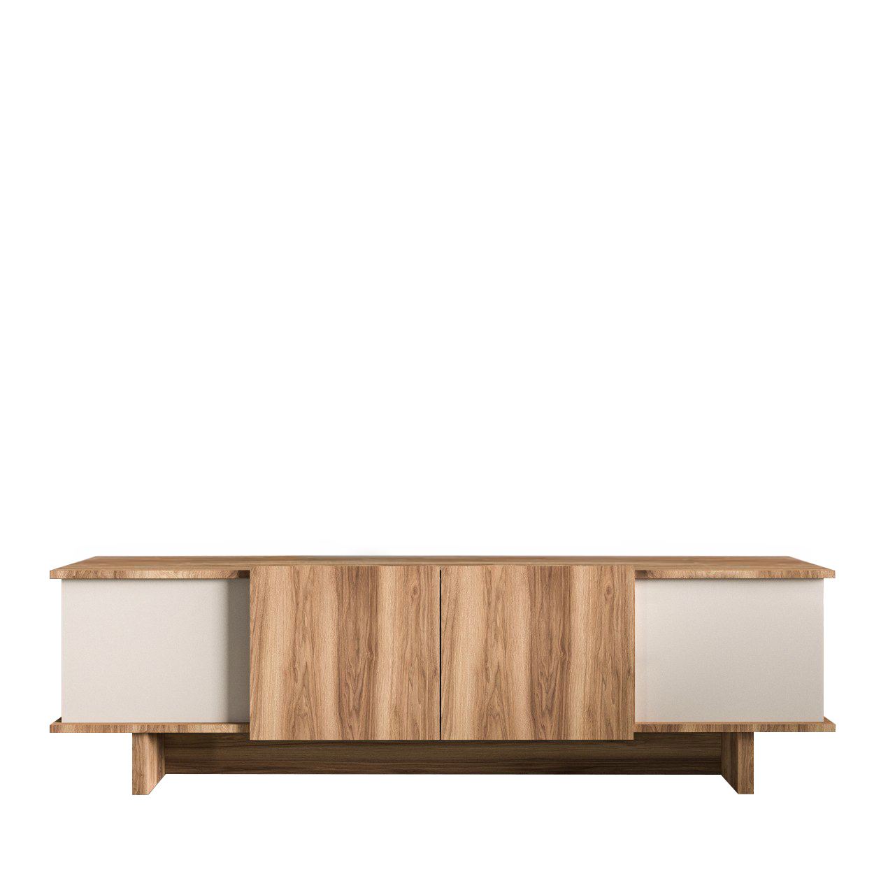 Funzi Living Diana Tv-bord Låger Og Hylde Beige Og Valnød Melamin 180x33