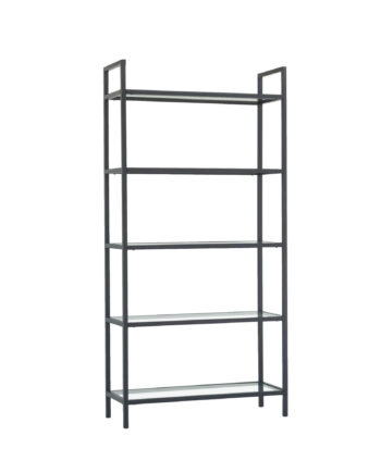 Funzi Living K100 Bogreol       Hylder Hærdet Glas Og Sort Metal