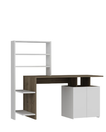 Funzi Living Melis Skrivebord     Bogreol Valnøddefarvet Og Hvid Melamin  146 3x60