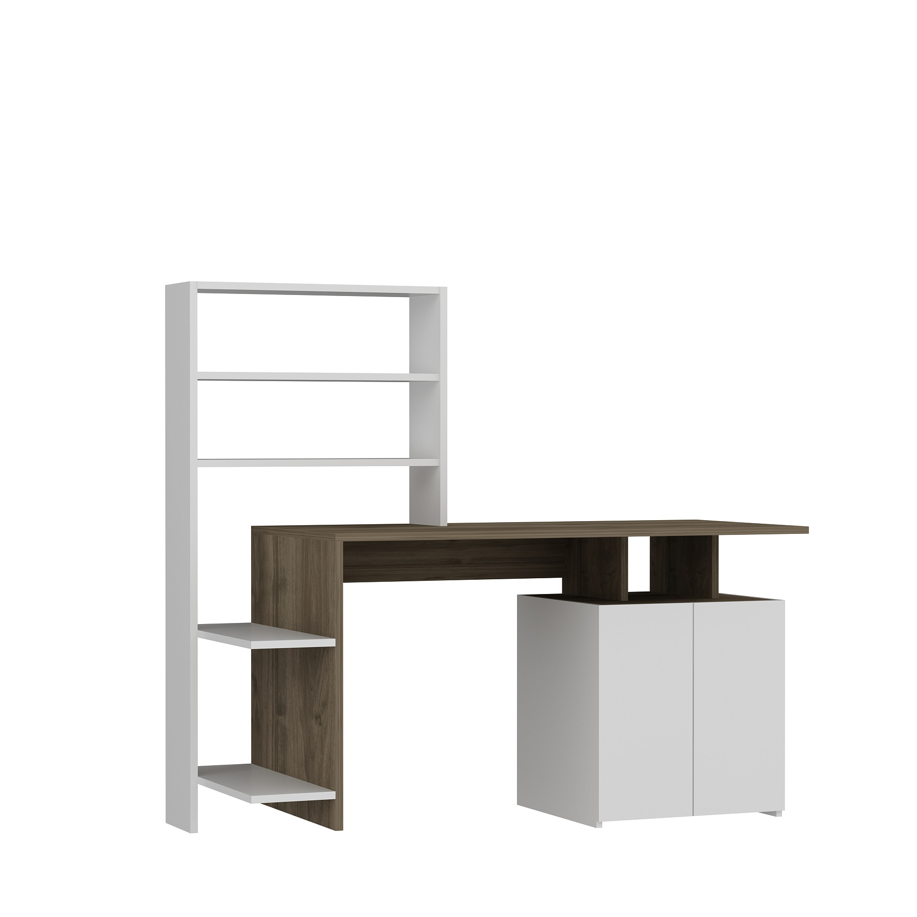 Funzi Living Melis Skrivebord Bogreol Valnøddefarvet Og Hvid Melamin 146 3x60