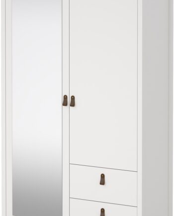 Garderobeskab Klædeskab Vesterholm Lunor   Døre   Skuffer Hvid Med Spejl H199 B102 D58 Cm Fsc