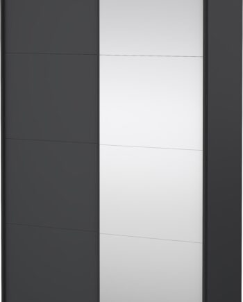 Garderobeskab Vesterholm Arden   Skydedør  Spejldør Mat Grå H220xb138xd66 Cm Fsc-certificeret Dansk Kvalitet