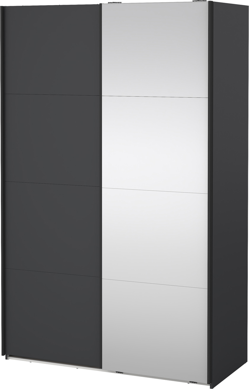 Garderobeskab Vesterholm Arden Skydedør Spejldør Mat Grå H220xb138xd66 Cm Fsc-certificeret Dansk Kvalitet