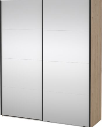 Garderobeskab Vesterholm Arden   Skydedøre Med Fuldlængdespejl Jackson Hickory B178 5xd66 6xh221 Cm