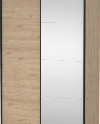 Garderobeskab Vesterholm Arden   Skydedøre   Spejldør Jackson Hickory H220xb138xd66 Cm
