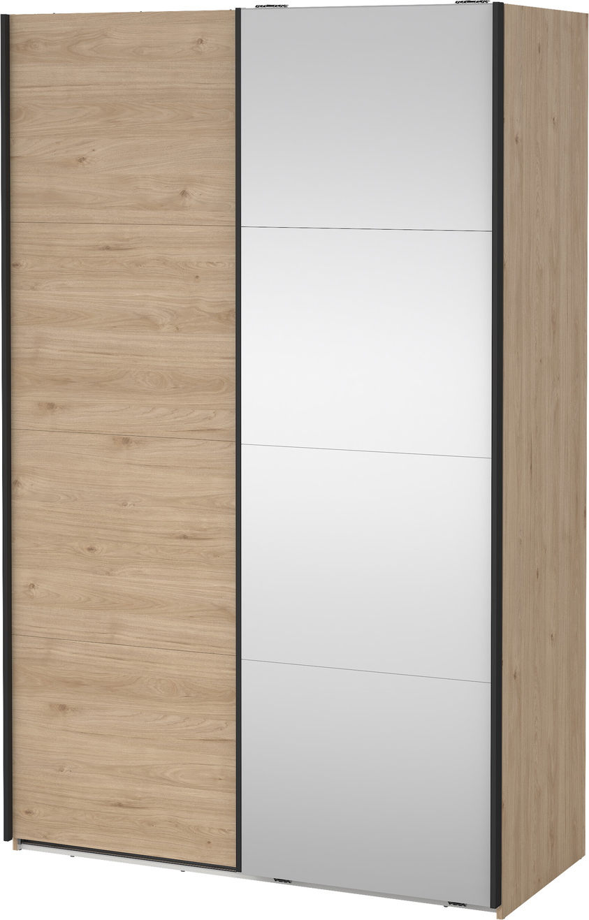 Garderobeskab Vesterholm Arden Skydedøre Spejldør Jackson Hickory H220xb138xd66 Cm