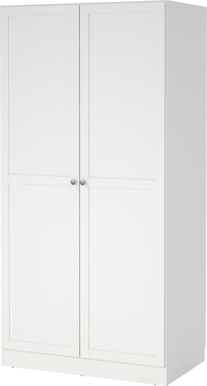 Garderobeskab Vesterholm Billund   Rammedøre Hvid H200 B98 D62 Cm