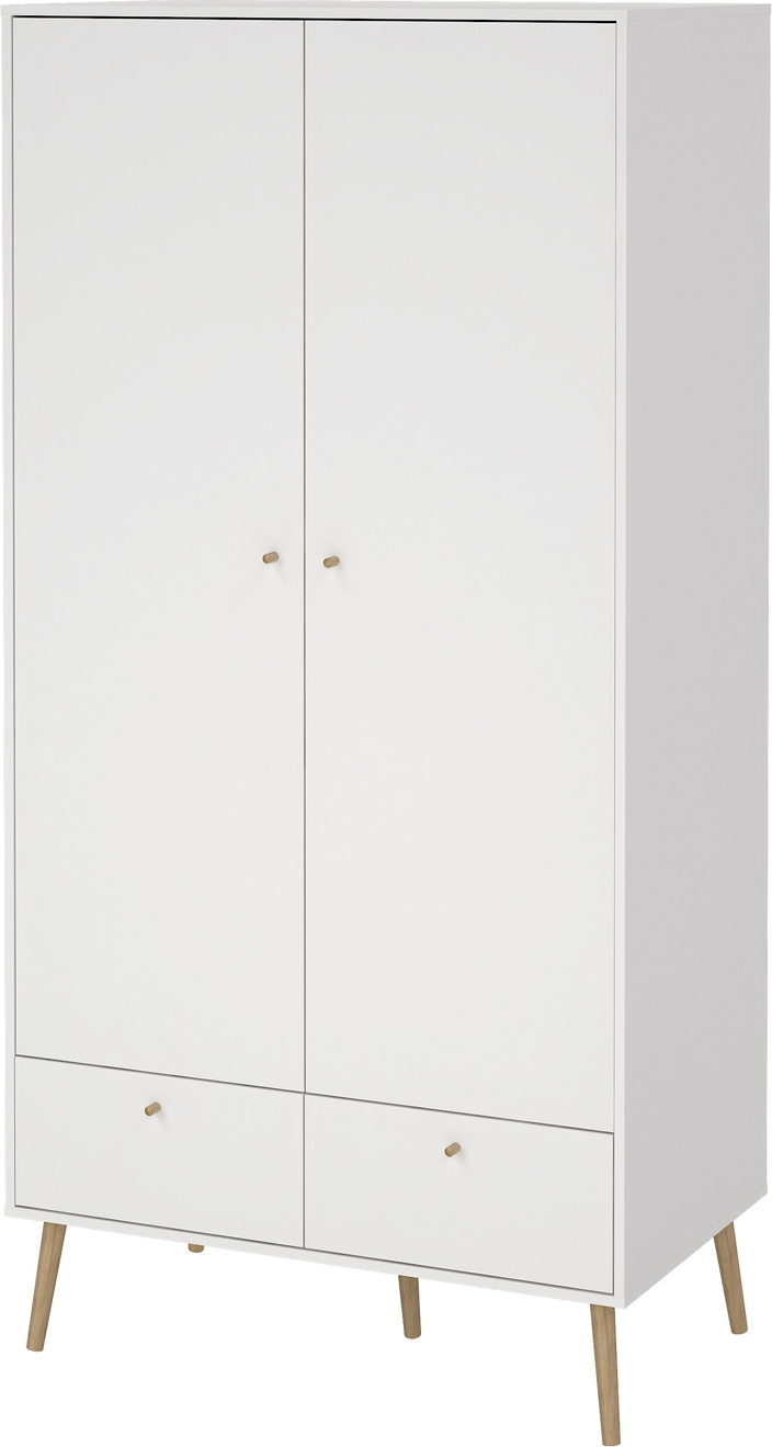 Garderobeskab Vesterholm Bodo  Hvid Tøjskab    Døre   Skuffer  H200ã B99ã D58 Cm  Tøjstang Og Hylde  Nordisk Design  Antivipning
