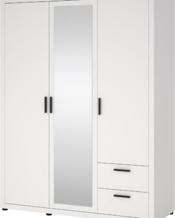 Garderobeskab Vesterholm Ena     Døre    Spejldør Og   Skuffer  Hvid  H200xb154xd60 Cm  Vægmonteret  Justerbare Hylder