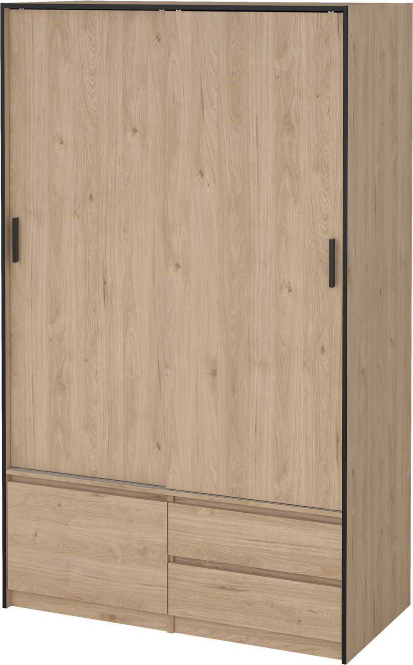 Garderobeskab Vesterholm Liva Jackson Hickory Vægmonteret Skydedøre Dør Skuffer H200ã B121ã D60 Cm