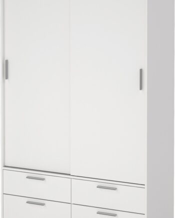 Garderobeskab Vesterholm Liva   Skydedøre    Skuffer  Hvid  H200xb121xd60 Cm  Dansk Produceret  Fsc