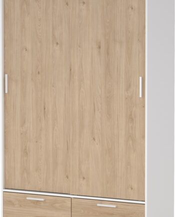 Garderobeskab Vesterholm Liva  -dørs   -skuffer Hvid Jackson Hickory H200    B121    D60 Cm