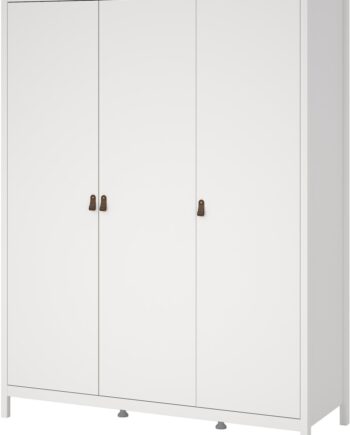Garderobeskab Vesterholm Lunor  -dørs Hvid H199ã B150ã D58   Cm Fsc   Hylder   Justerbare Tøjstang Lædergreb