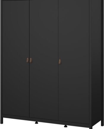 Garderobeskab Vesterholm Lunor  -dørs Mat Sort  Fsc Træ    Hylder  Stål Tøjstang  H199   B150   D58   Cm