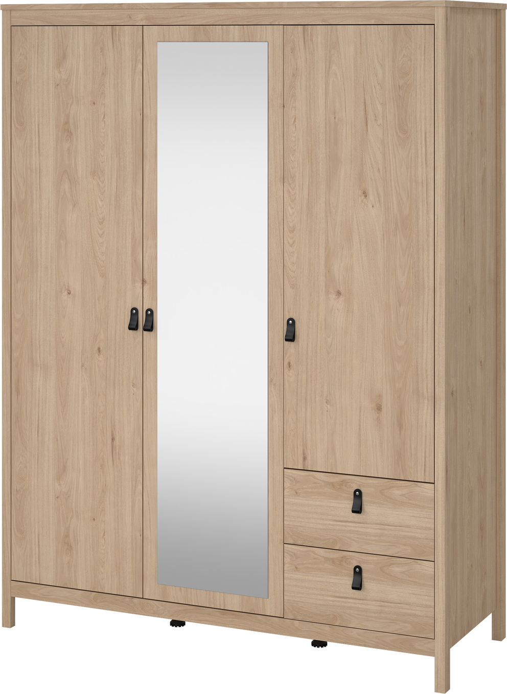 Garderobeskab Vesterholm Madrid H199 B150 D58   Cm Jackson Hickory   Døre Med Spejl   Skuffer Dansk Fsc