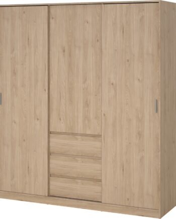 Garderobeskab Vesterholm Naia H200ã B177ã D60 Cm  Jackson Hickory     Skydedøre    Dør    Skuffer  Fsc