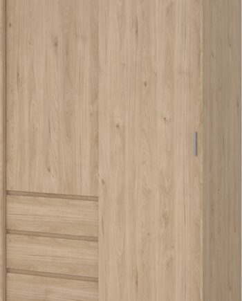 Garderobeskab Vesterholm Naia H200xb118xd60 Cm Jackson Hickory Skydedør   Hængslet Dør    Skuffer  Fsc-cert