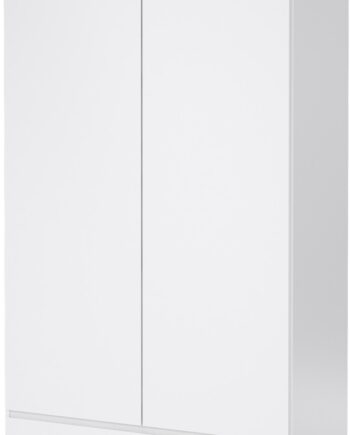 Garderobeskab Vesterholm Naia Hvid Højglans   Hylder Tøjstang Skuffe Push-to-open H200 6xb98 9xd50 Cm