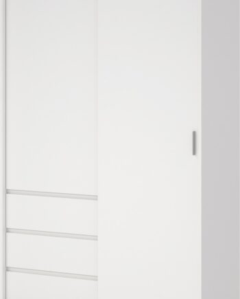 Garderobeskab Vesterholm Naia   Skydedør    Dør    Skuffer  H200ã B118 5ã D60 Cm  Hvid  Fsc