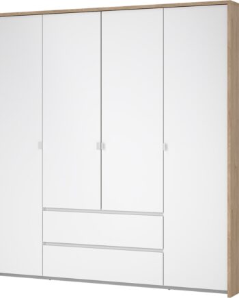 Garderobeskab Vesterholm Next  -dørs   Skuffer Jackson Hickory Hvid Højglans H202ã B197ã D58 Cm Fsc