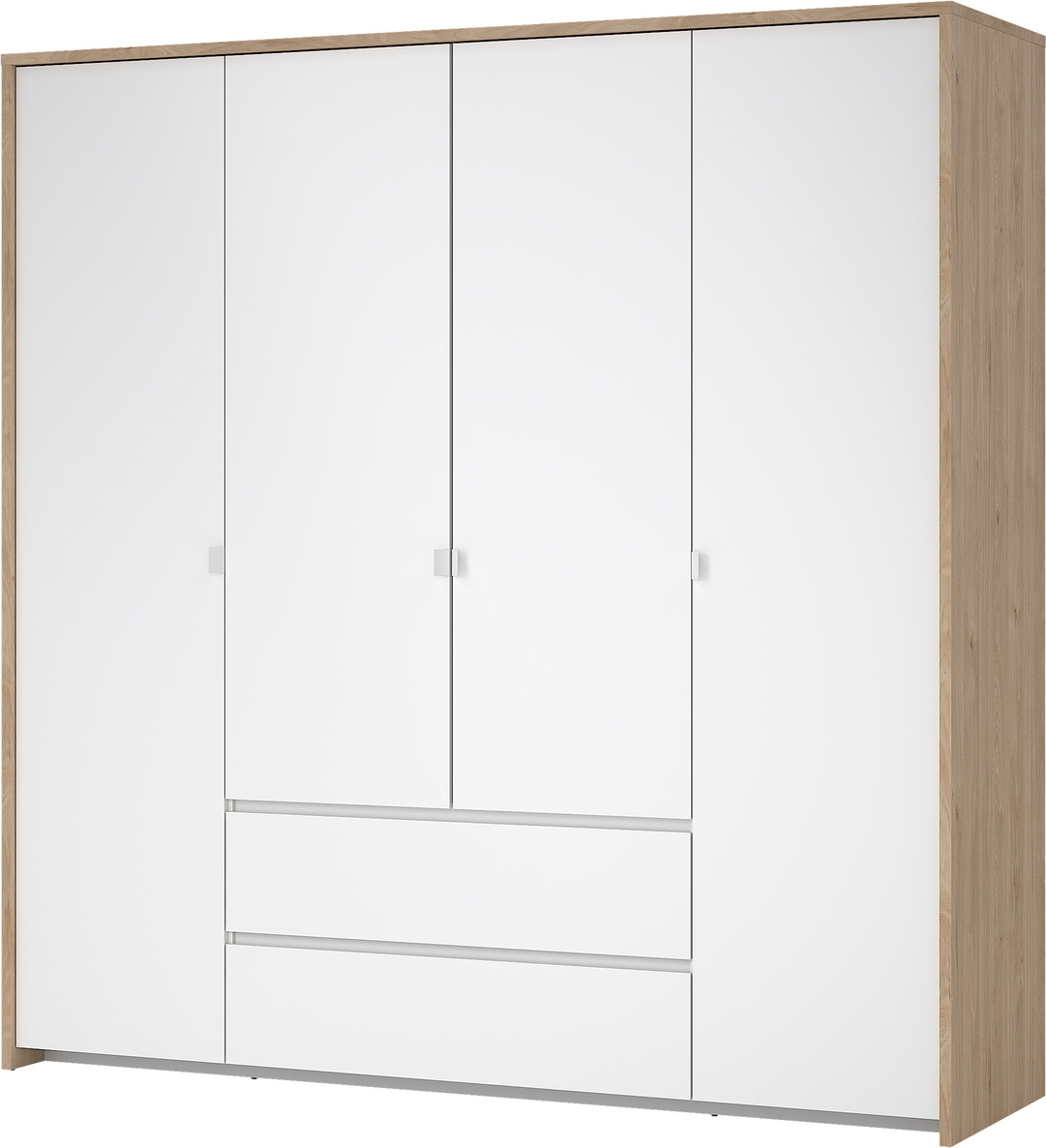 Garderobeskab Vesterholm Next  -dørs   Skuffer Jackson Hickory Hvid Højglans H202ã B197ã D58 Cm Fsc