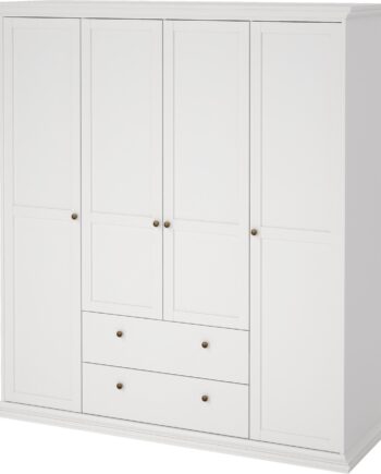 Garderobeskab Vesterholm Nora  -dørs   Skuffer  Hvid Spånplade  H200ã B181ã D61 Cm  Fsc