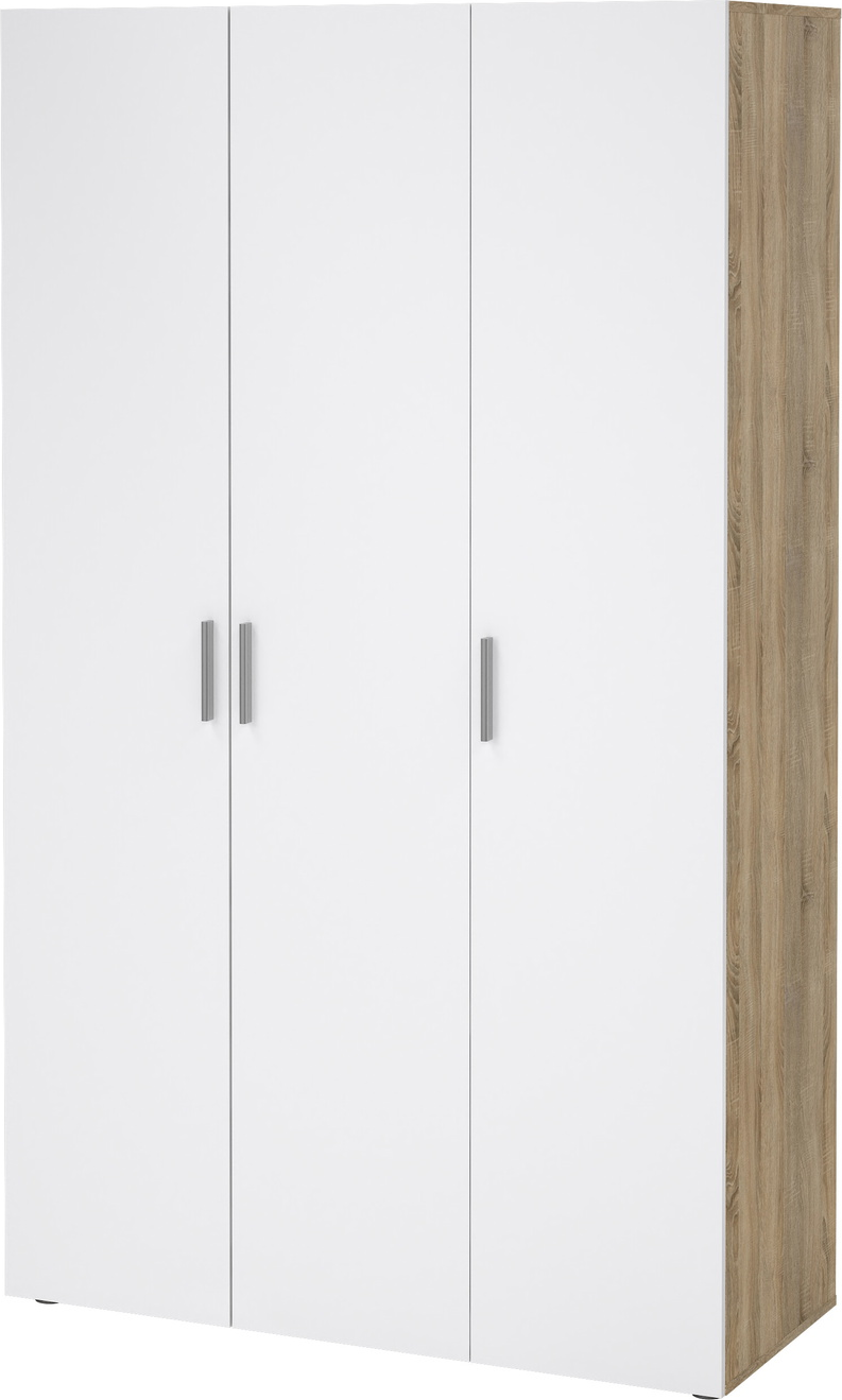Garderobeskab Vesterholm Pepe Hvid Højglans Natur Eg  H201ã B118ã D50 Cm    Hylder Inkl  Tøjstang  Vægmonteret  Fsc