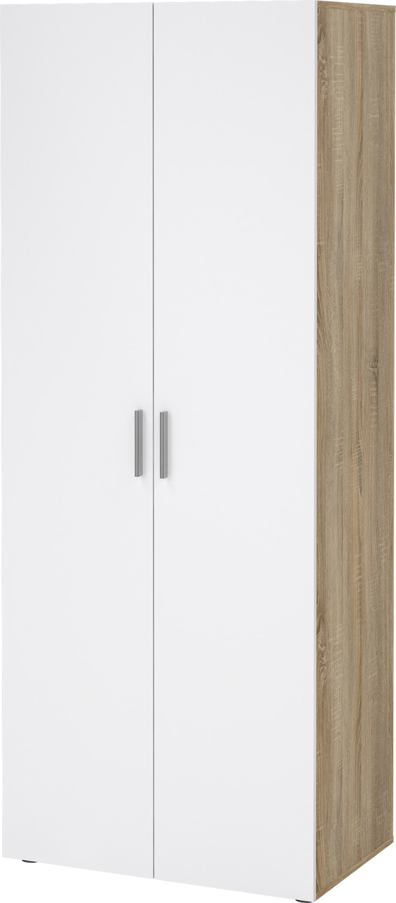 Garderobeskab Vesterholm Pepe  -dørs Natur Hvid Højglans H201ã B79ã D50 Cm   Hylder Tøjstang Fsc